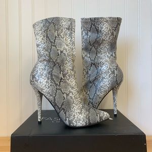Fashion Nova “No Snakes Allowed Heel Bootie”